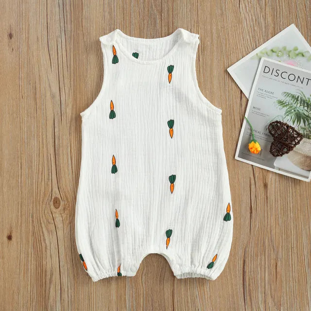 Newborn Infant Baby Boys Girls Rompers Jumpsuits Playsuits Cotton Linen Muslin Sleeveless Toddler Baby Summer Clothing