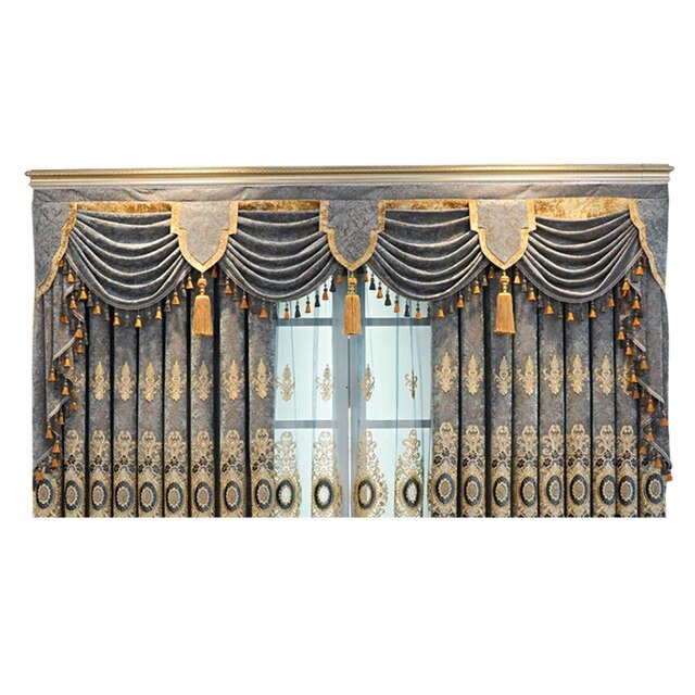 European-style Curtains for Living dining room bedroom high-end  thickened chenille embroidered luxury floor-to-ceiling windows