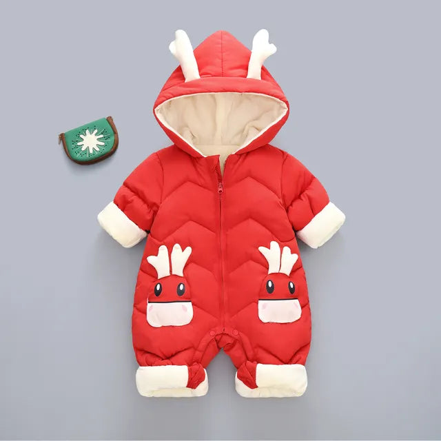 2023 New born Baby Girl clothes Winter Snowsuit Plus Velvet Thick Baby Boys Jumpsuit 0-3 Years Romper boy Overalls Toddler Coat