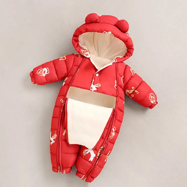 New born Autumn Winter Overall For Children Infant Thicken Clothes Boy Hooded Baby costume little Girls clothing toddler Romper