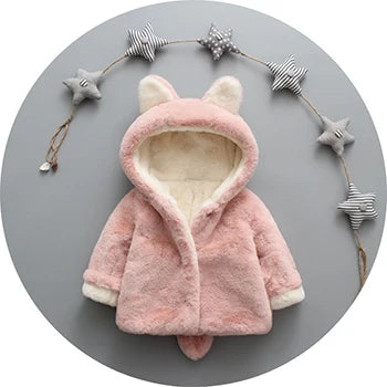 2024 New Autumn Winter Warm Faux Fur Coat For Girls Jacket Baby Snowsuit Sweet Christmas Princess Outwear 1-5 Years Kids Clothes