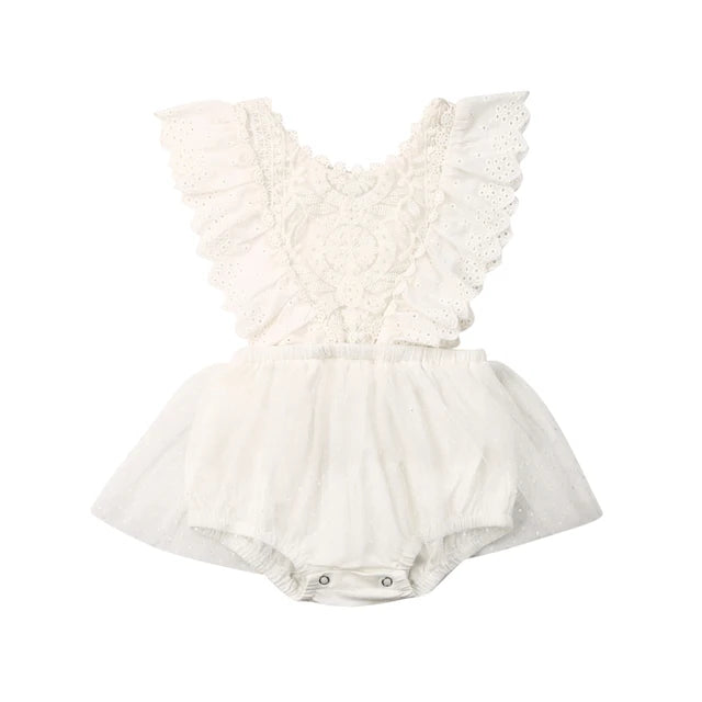 VISgogo Newborn Toddler Baby Girl Romper Sister Outfit Flower Lace Romper Jumpsuits Tutu Dress Summer Fall Clothes 0-24M