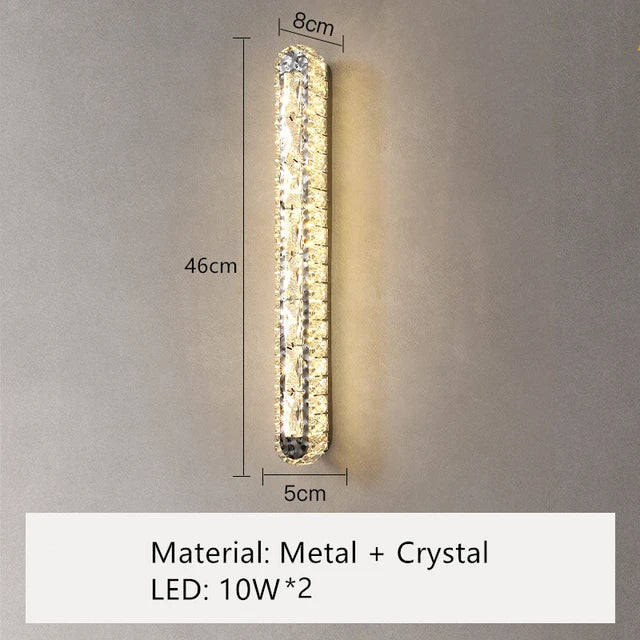 Modern Crystal LED Wall Lamp Surface Mount Bedroom Aisle Parlor Dining Room Wall Lights Rectangle Silver Nordic Sconces