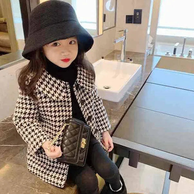 New Autumn And Winter Children'S Clothing Korean Lapel Fashion Overcoat Kids Jackets New Style Baby Girls Mid-Length Warm Coats