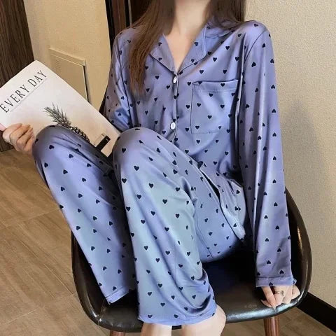 2023 new pajamas for women autumn and winter long-sleeved trousers hot style thickened home wear set