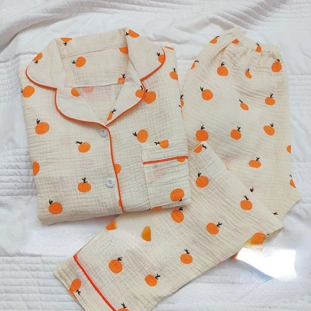Pajama Sets for Women Floral V-neck Long Sleeve Soft Night Sleepwear  Korean Style Fashion Daily Hot Sale Simple Spring