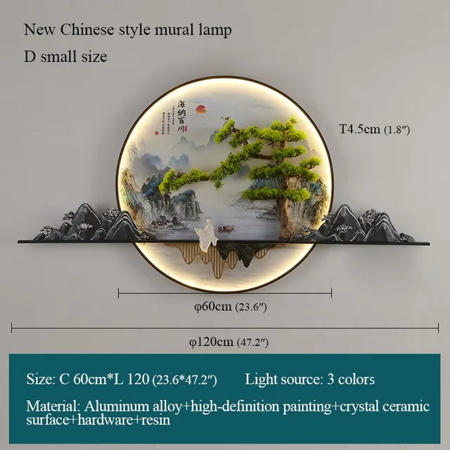 OUFULA Modern Picture Wall Light LED Chinese Creative Landscape Mural Sconce Lamp For Home Living Room Study Bedroom Decor