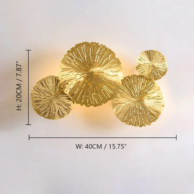 Artpad Copper Lustre Wall Lamp Gold Lotus Leaf Led Wall Lamp Nordic Bedside Living Room Decor Home Lighting Wall Sconce Lamp