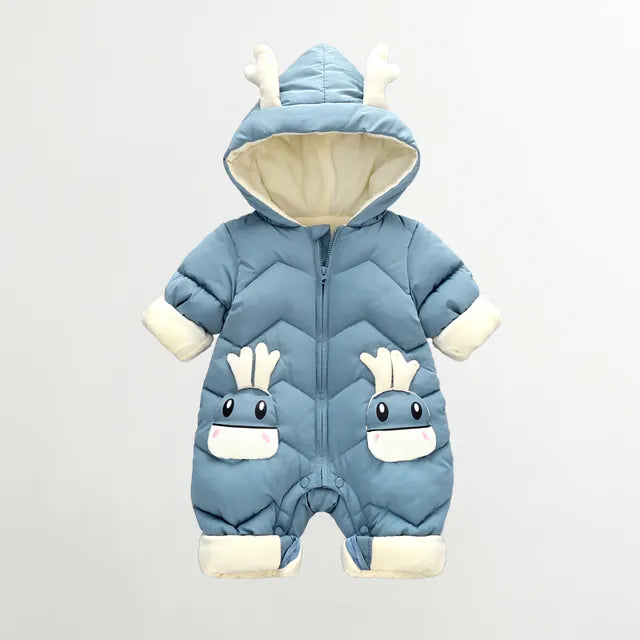 2023 New born Baby Girl clothes Winter Snowsuit Plus Velvet Thick Baby Boys Jumpsuit 0-3 Years Romper boy Overalls Toddler Coat