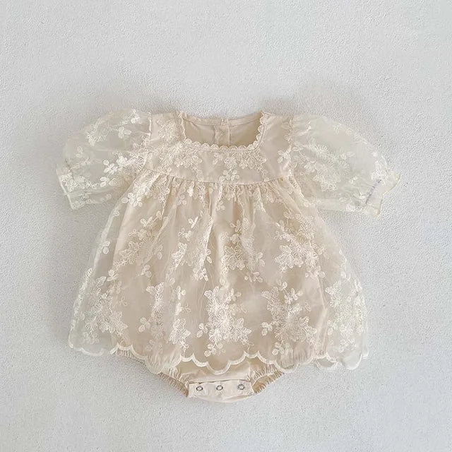 MILANCEL 2023 Summer Baby Clothes Lace Embroidery Girls One Piece Toddler Girl Bodysuit