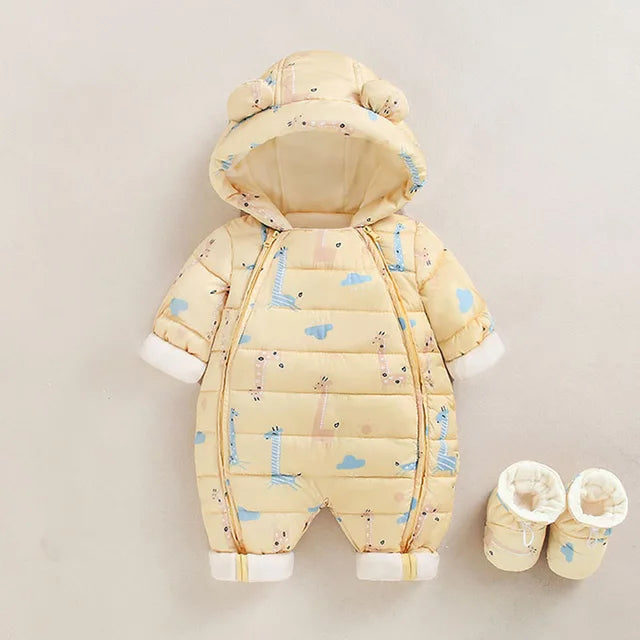 New born Autumn Winter Overall For Children Infant Thicken Clothes Boy Hooded Baby costume little Girls clothing toddler Romper