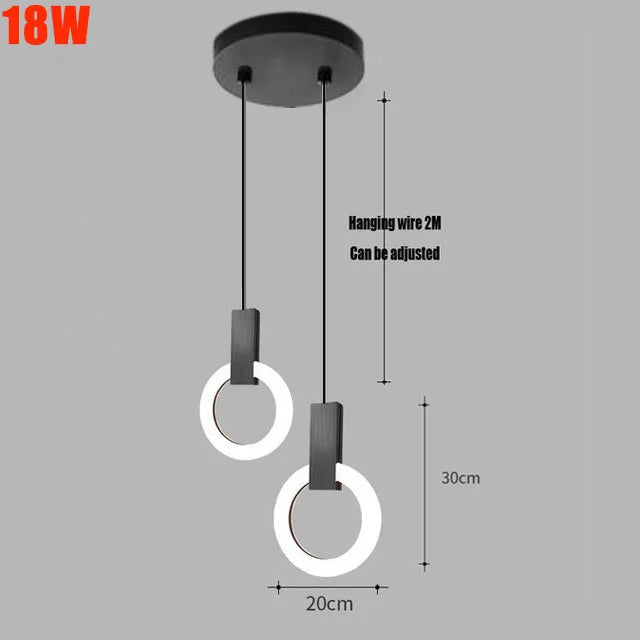 Nordic Simple LED Pendant Light Living Room Stairs Ring Chandelier Creative Dining Room Bedroom LED Ceiling Pendant Lamp