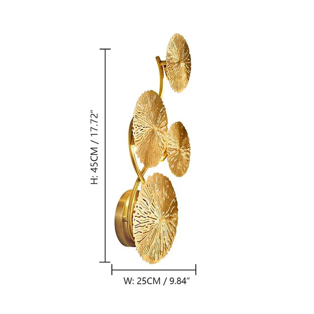 Artpad Copper Lustre Wall Lamp Gold Lotus Leaf Led Wall Lamp Nordic Bedside Living Room Decor Home Lighting Wall Sconce Lamp