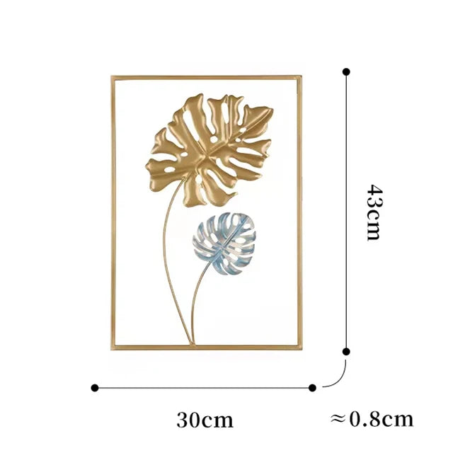 3pcs Nordic Vintage Metal Colored Ginkgo Leaf Iron Wall Hanging Photo Frame Art Home Living Room Wall Decoration Accessories