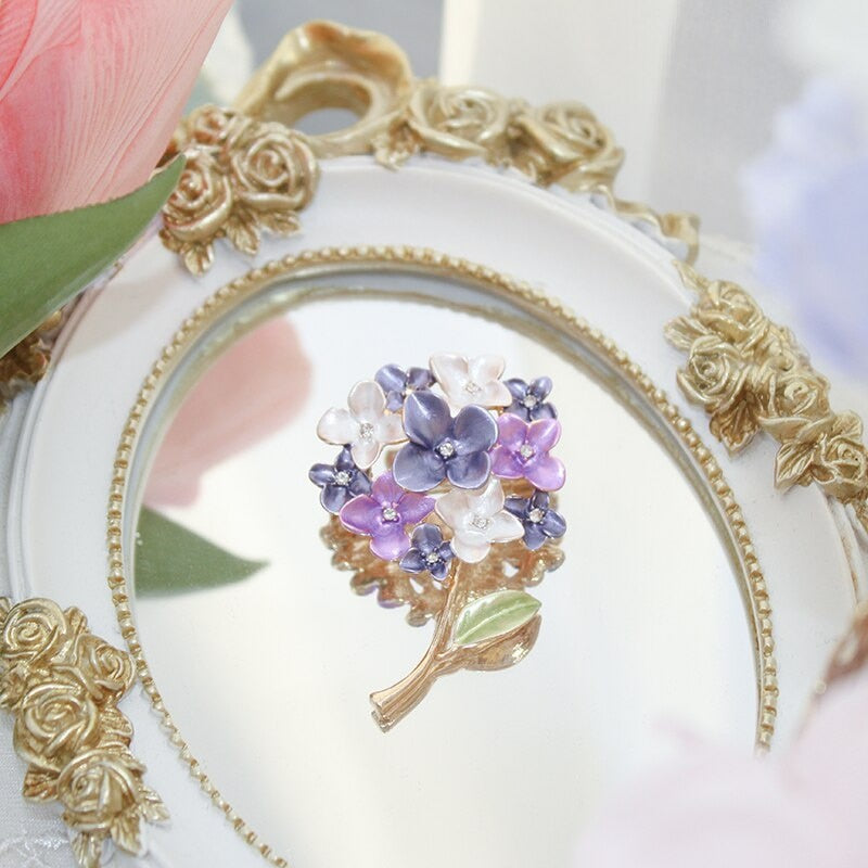 CTB Purple Hydrangea Flower Handmade Brooch