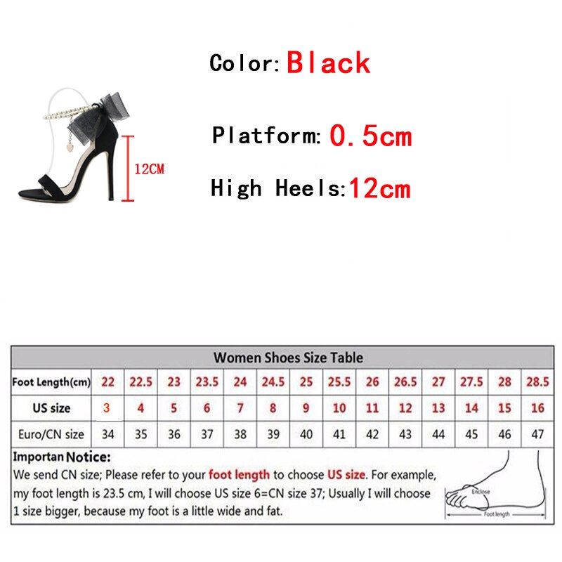 CTB Cara String Bead Ankle Strap 12cm High Heels