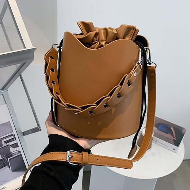 CTB Nico Lady Drawstring Leather Bucket Bag