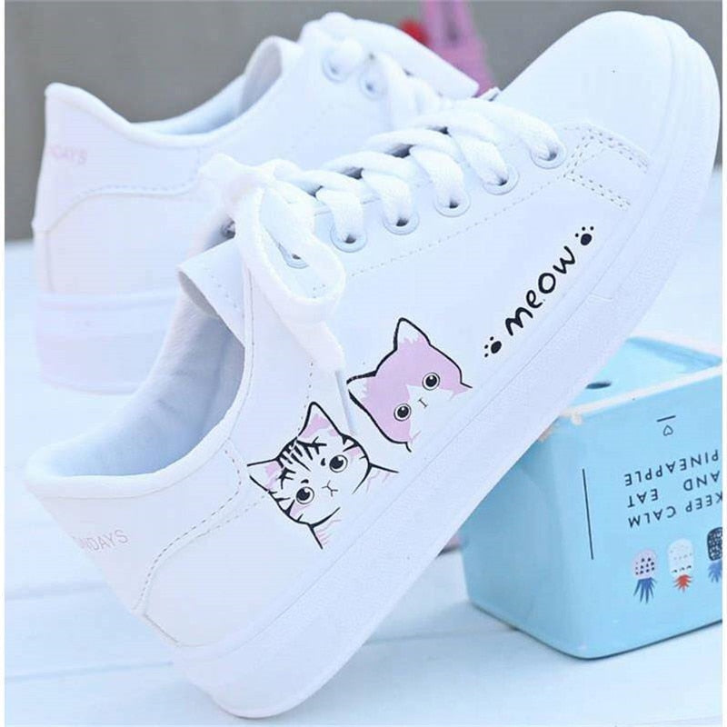 CTB Meow White Korean Sneakers
