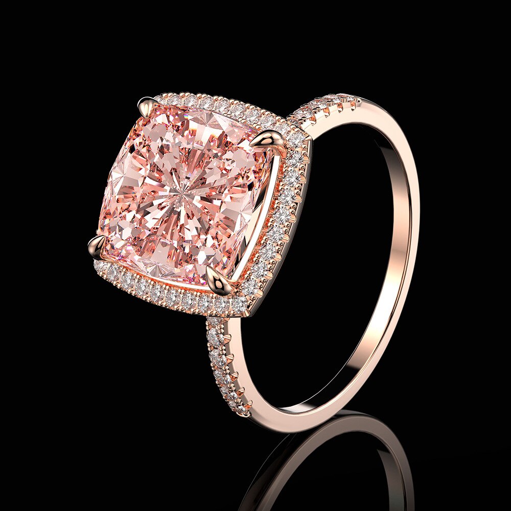 Wong Rain Luxury 100% 925 Sterling Silver Created Moissanite Morganite Gemstone Wedding Engagement Ring Fine Jewelry Wholesale