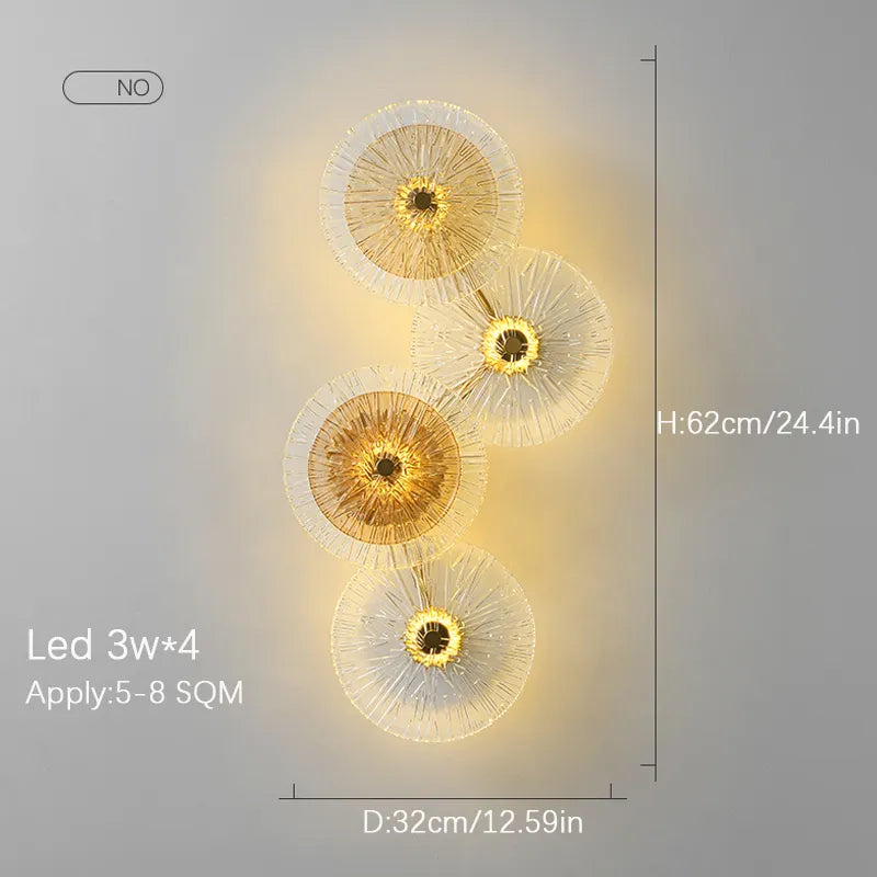 Modern Nordic Round Glass LED Lights Wall Lamp Combination For Living Room TV Background Bedside Corridor Aisle