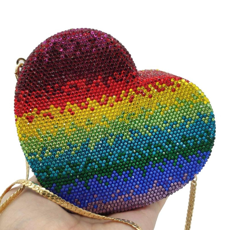 CTB Charlotte Rainbow Heart Handmade Clutch/Shoulder Bag