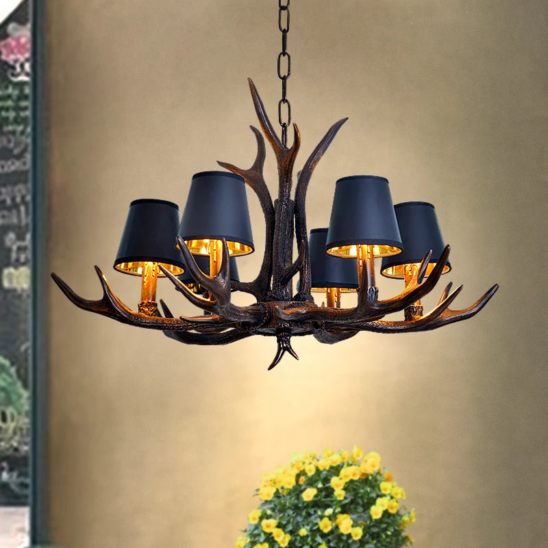 American Country resin antler chandelier bedroom Dining room Restaurant horn lamp Vintage Loft Retro Rustic Chandelier