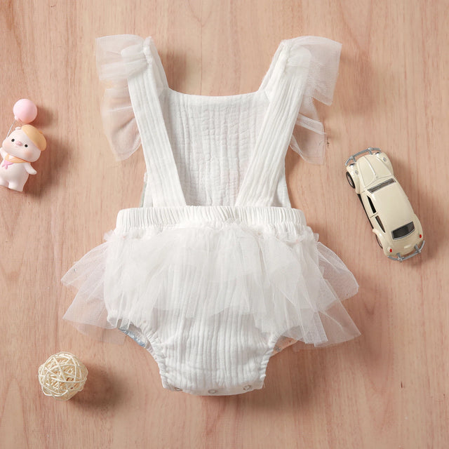2022 Cute Newborn Baby Girl Sleeveless Lace Embroidered Flower Romper Jumpsuit Cotton Outfits Clothes 0-24M
