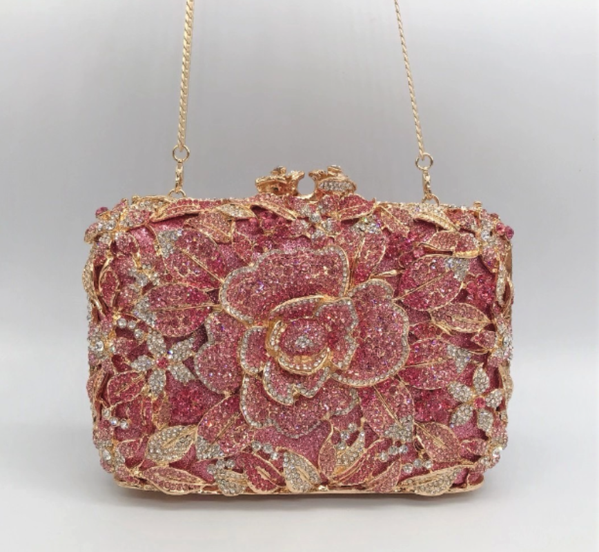 CTB Jessica Crystal Flower Clutch/Shoulder Handmade Bag