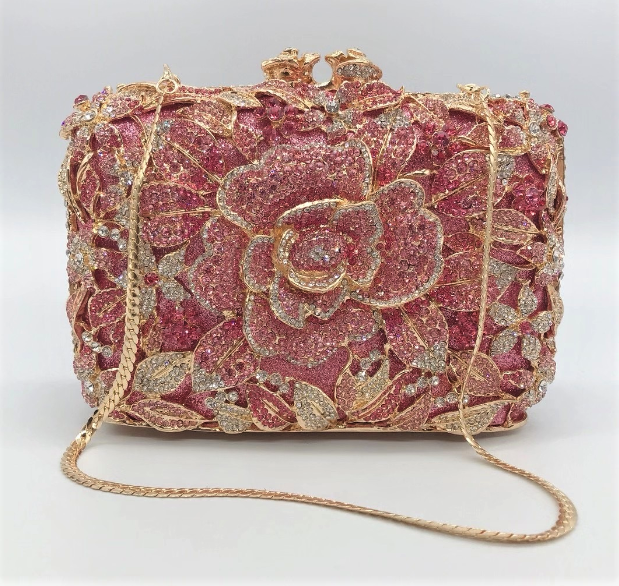 CTB Jessica Crystal Flower Clutch/Shoulder Handmade Bag