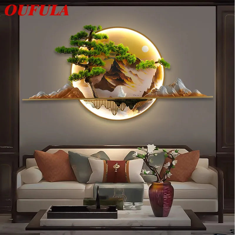 OUFULA Modern Picture Wall Light LED Chinese Creative Landscape Mural Sconce Lamp For Home Living Room Study Bedroom Decor