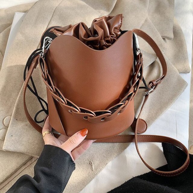 CTB Nico Lady Drawstring Leather Bucket Bag