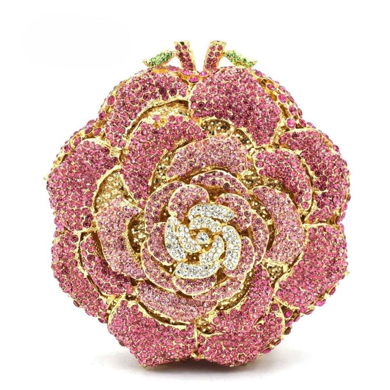 CTB Round Crystal Flower Handmade Clutch/Shoulder Bag