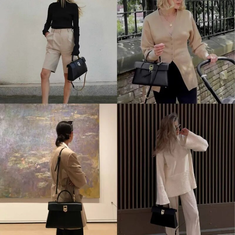 Fashion CAFUNE Ladies Leather CAFUNE Stance Wallet Shoulder Messenger Handbag Trapezoidal Bag