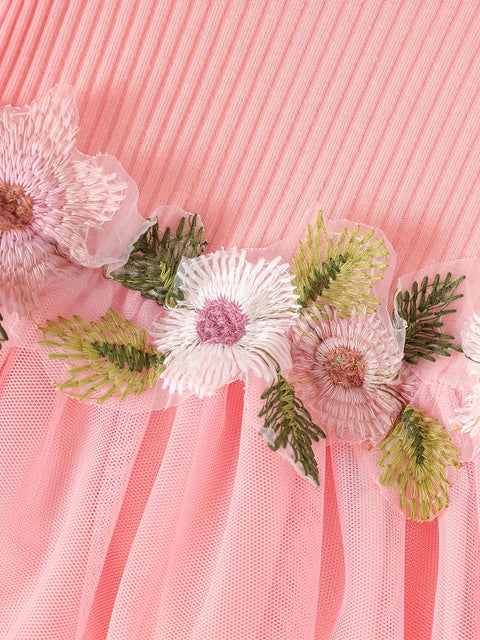 0-24 Months Baby Girl Dress Birthday Gift Pink Petal Suspender Coat Spring Autumn Set