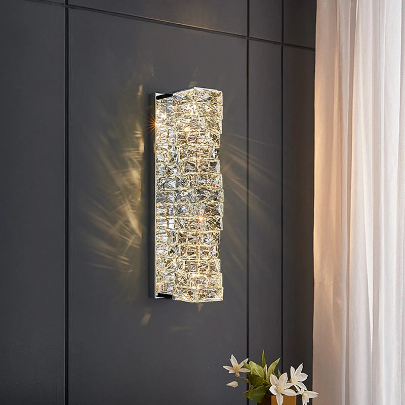 Modern LED Wall Lamp For Bedroom Bedside Living Room Background Wall Luxury Crystal Design Decorative Light Corridor Fixtures